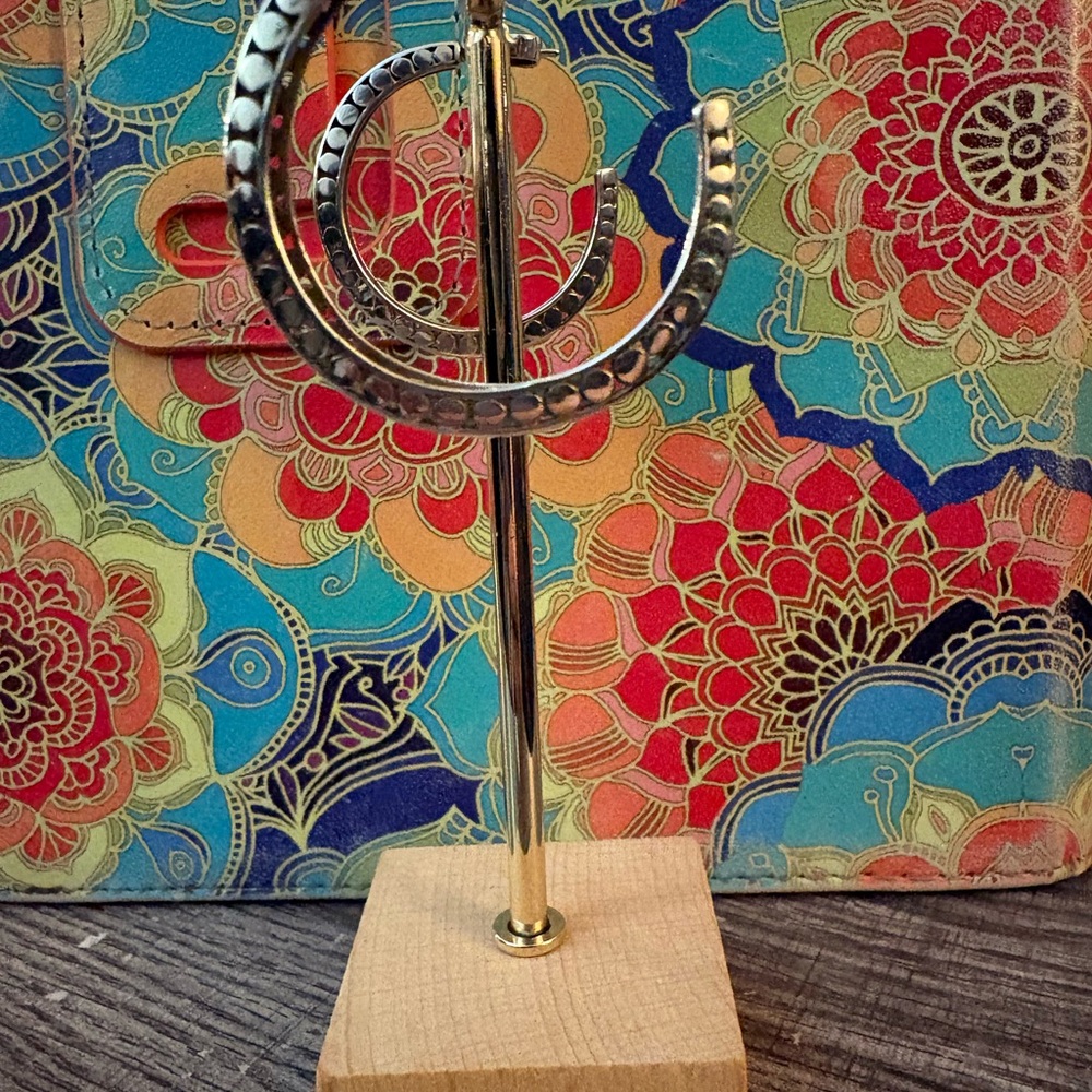 John Hardy Silver Hammered Hoop Earrings - Picture 3 of 3